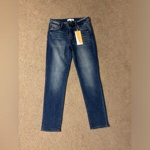 Risen Mid Rise Dark Wash Ankle Skinny Jeans